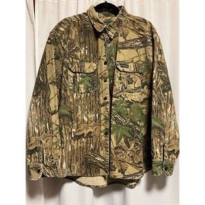 Vintage RATTLERS Brand Mens Size XL Realtree Camo Shirt Heavy Chamois Hunting